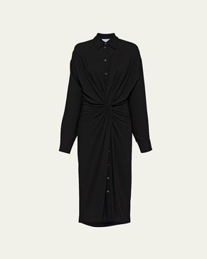 Sable Twisted-Front Midi Dress