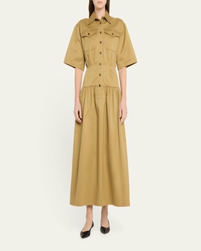 Drop Waist Skirt Cotton Twill Dress