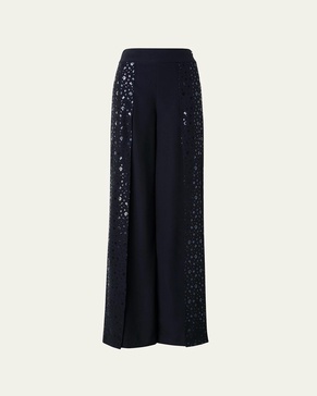 Felia Pixel Foil Embellished Double-Layer Pants