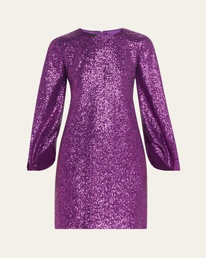 Sequin Jersey Mini Dress with Split Sleeves