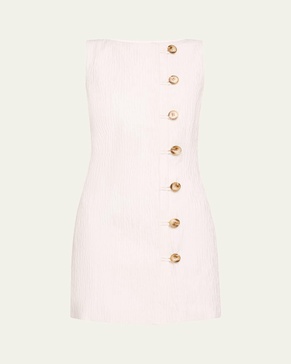 Olympia Button-Front Crinkle Mini Dress