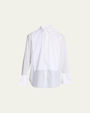 Pleated Poplin French-Cuff Dress Shirt