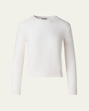 Micro Sequin Linen-Blend Crewneck Sweater