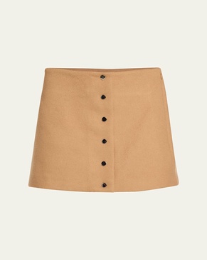 May Snap-Front Wool-Cashmere Mini Skirt