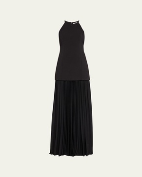 Lana Pleated Halter Maxi Dress
