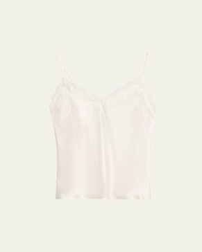Love Me Sleeveless Lace-Trim Silk Top