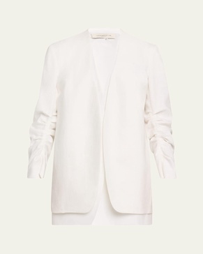 Layered Pleated-Sleeve Blazer
