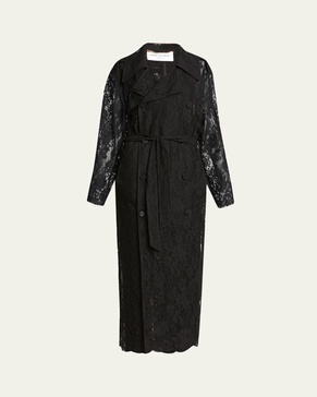 Belted Lace Trench Coat