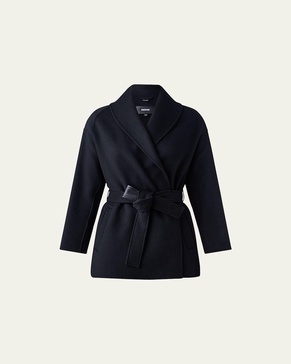 Tyra Double-Face Wool Wrap Coat with Tie Belt