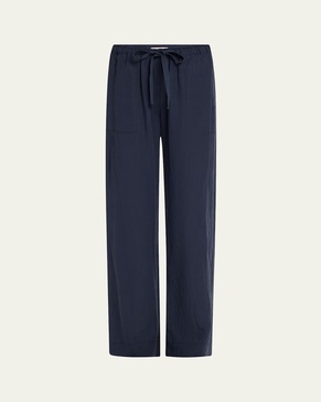 Mid-Rise Wide-Leg Utility Drawstring Pants