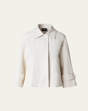 Alisa Water-Resistant A-Line Coated Linen Jacket