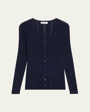 Lillian Slim V-Neck Wool Cardigan