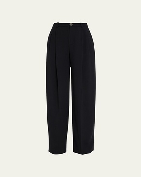 Drop-Waist Pleated Crepe Trousers