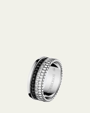Quatre Small Ring in White Gold with Diamonds and Black PVD
