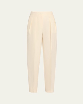 Pleated Cady Straight-Leg Tuxedo Trousers