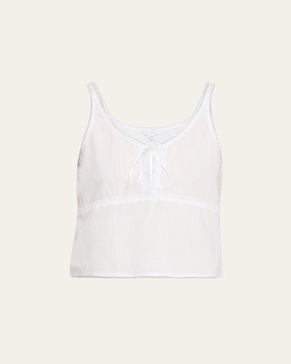 Lulu Striped Lace-Trim Crop Tank