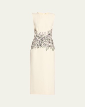 Ophelia Long Printed Wool Dress