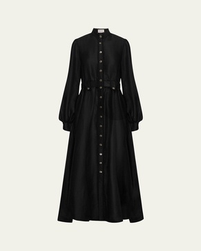 Tiana Linen-Silk Maxi Dress