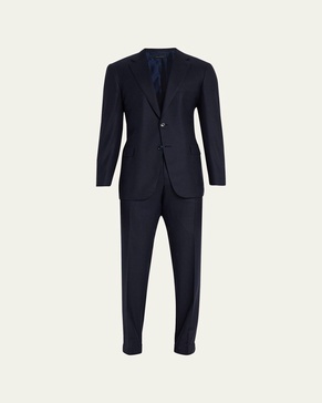 Men's Brun Wool Micro Check Suit