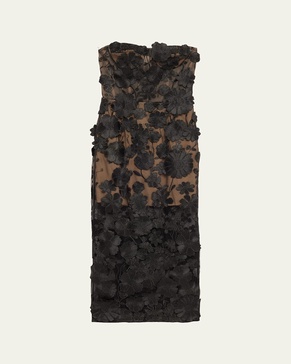 Jasmine Strapless Floral-Embroidered Midi Dress