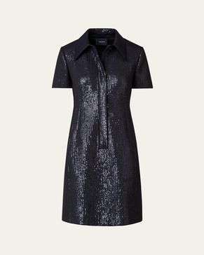 Sequined Chiffon Mini Dress