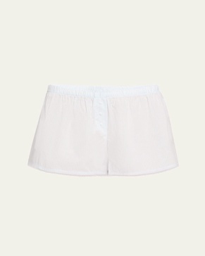 Gigi Striped Lace-Trim Cotton Boxer Shorts
