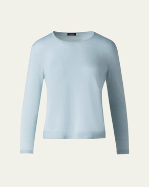 Seamless Cashmere-Silk Crewneck Sweater