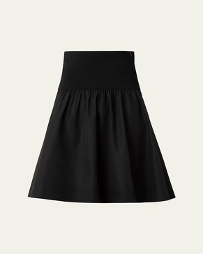 Wide Waistband Cotton Poplin Skirt