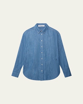 Chambray Oversized Button-Down Shirt