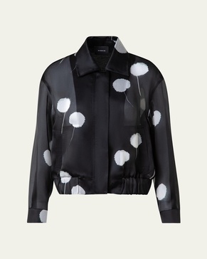Wanda Windflower-Print Silk Crepe Blouson Jacket