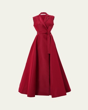 Belted Sleeveless Trench Gown