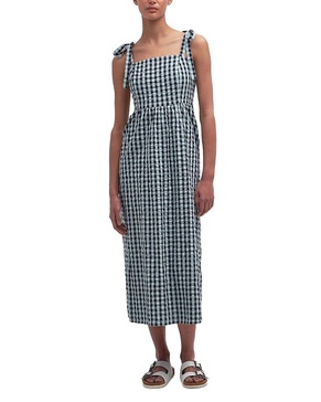 Barbour Abigail Gingham Cotton-Seersucker Midi Dress - UK 14
