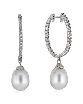 BELPEARL Silver 9mm Freshwater Pearl Earrings