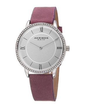 Akribos XXIV Women's Swarovski Leather Watch