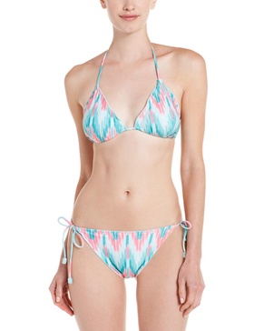 Shoshanna "Cascade" Multicolor Ikat Print Lettuce Brief Bottom