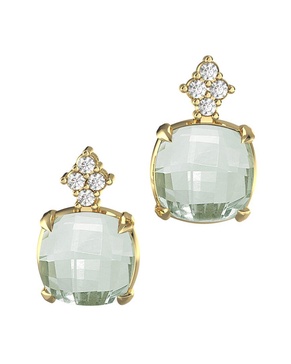 I. REISS 14K 7.20 ct. tw. Diamond & Green Amethyst Drop Earrings