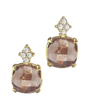 I. REISS 14K 7.20 ct. tw. Diamond & Smokey Topaz Drop Earrings