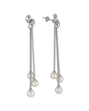BELPEARL Silver 8mm Freshwater Pearl Earrings