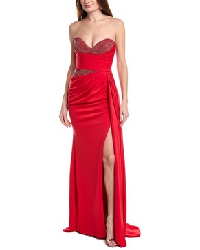 Jovani Pleated Crystal Gown