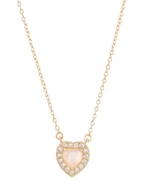 ADORNIA Fine Jewelry 14K Over Silver 2.00 ct. tw. Moonstone CZ Heart Necklace