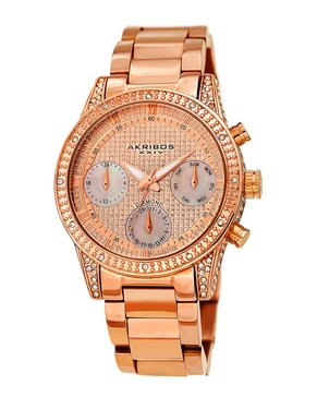 Akribos XXIV Women's Stainless Steel Diamond Accent Watch