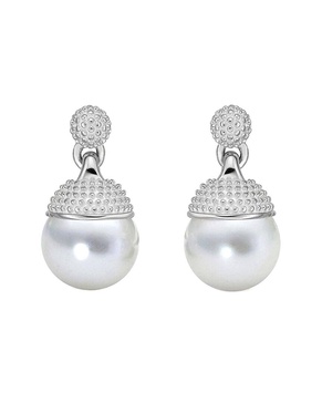 BELPEARL Silver 10mm Freshwater Pearl Earrings