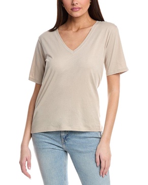 elbow-sleeve v-neck t-shirt