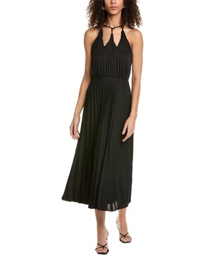 accordion pleated midi dress