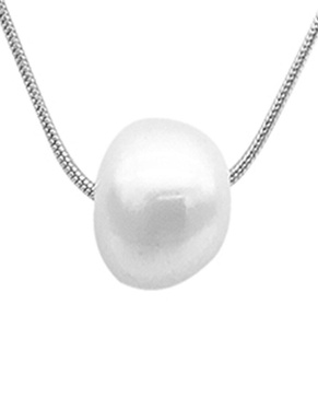 ADORNIA Rhodium Plated 10mm Pearl Necklace