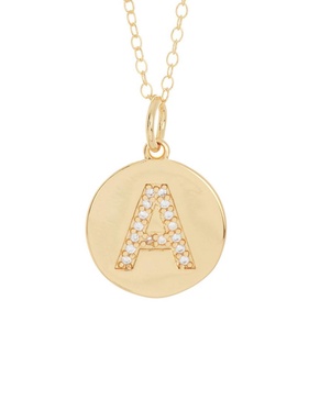 ADORNIA 14K Over Silver Disc Initial Necklace (A-Z)