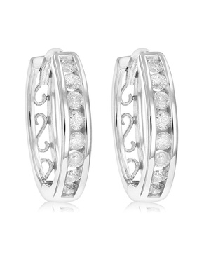 Silver 0.33 ct. tw. Diamond Hoops