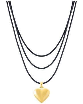 ADORNIA 14K Plated Adjustable Puffy Heart Necklace