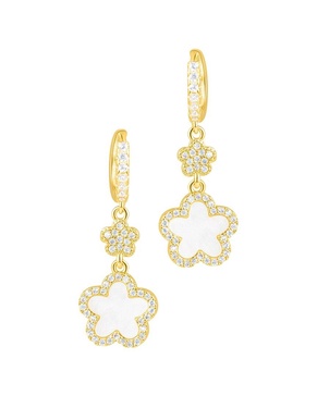 ADORNIA 14K Plated CZ Clover Earrings