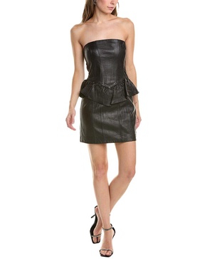 AllSaints Cassie Leather Ruffle Mini Dress
